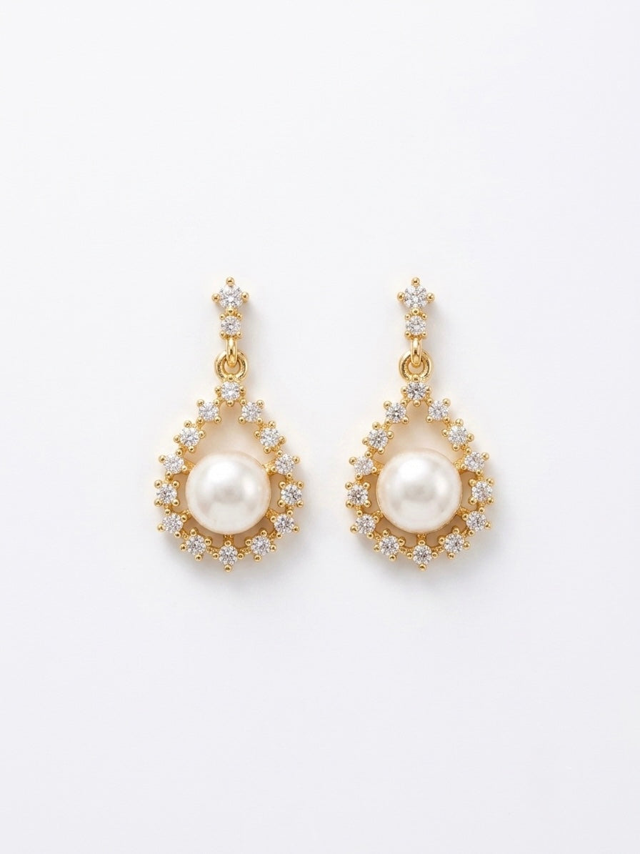 Freshwater pearl halo drop earrings