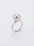 Classic lavender pearl solitaire ring in 925 silver on a white background