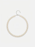 Woven freshwater pearl choker from the set on a white background